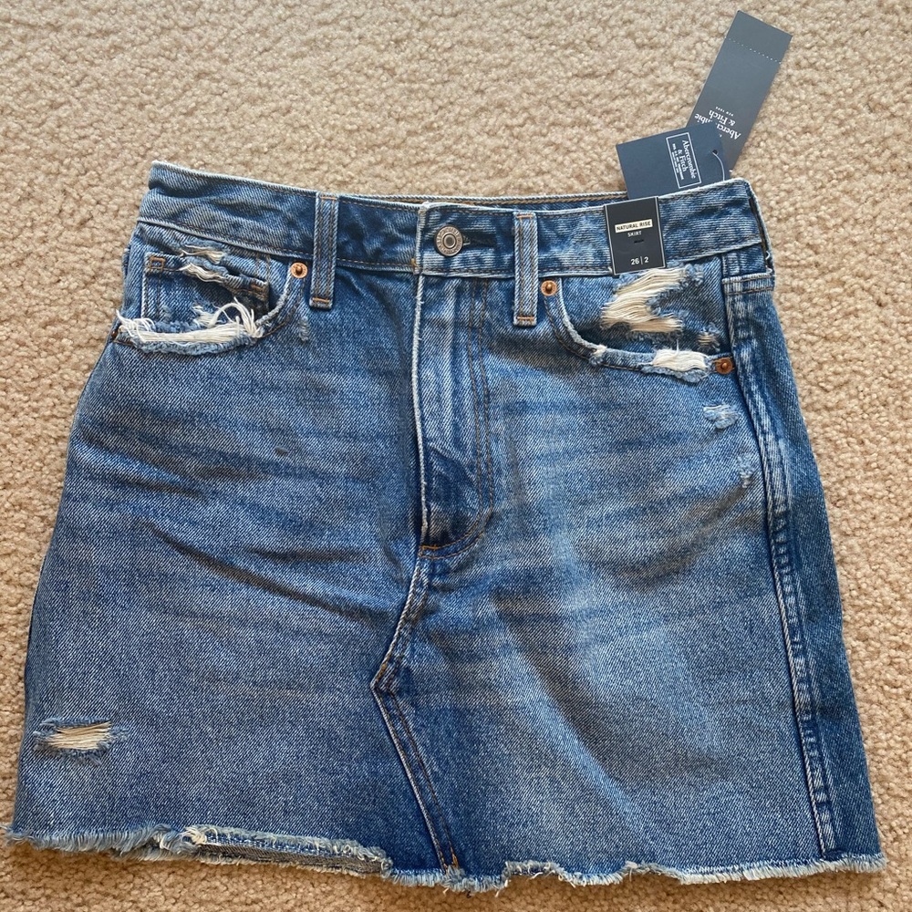 High rise denim mini skirt wore once